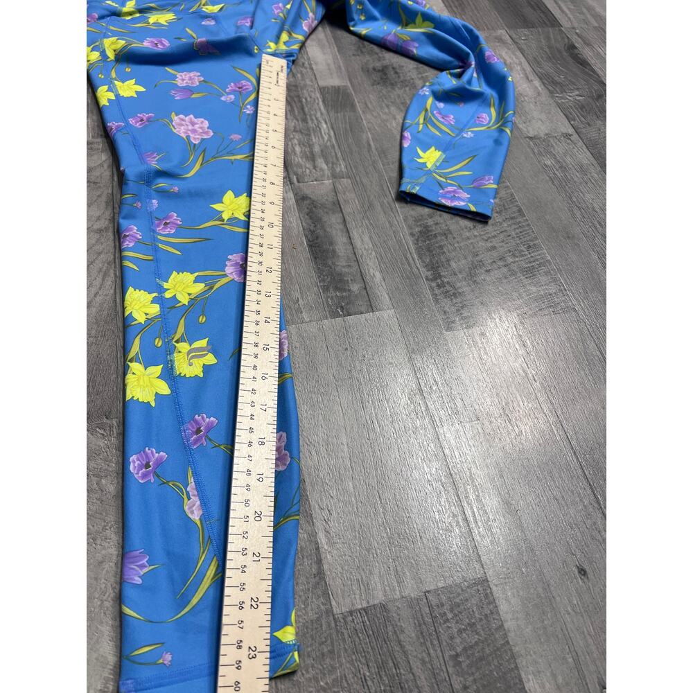Fabletics Blue Floral Workout Set Sports Bra High Rise Leggings Matching Gym Set - Picture 7 of 10